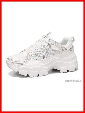 Chunky Platform Sneakers Lace-Up Walking Shoes Reflective Casual